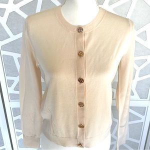 Tory Burch Merino Wool Cardigan Cream sz S Small EUC
